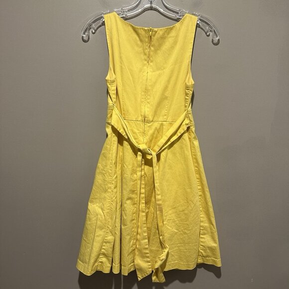 A Byer Dress Womens Size 3 Yellow Tennis Style Belt Ties in Back Midi - Picture 7 of 11